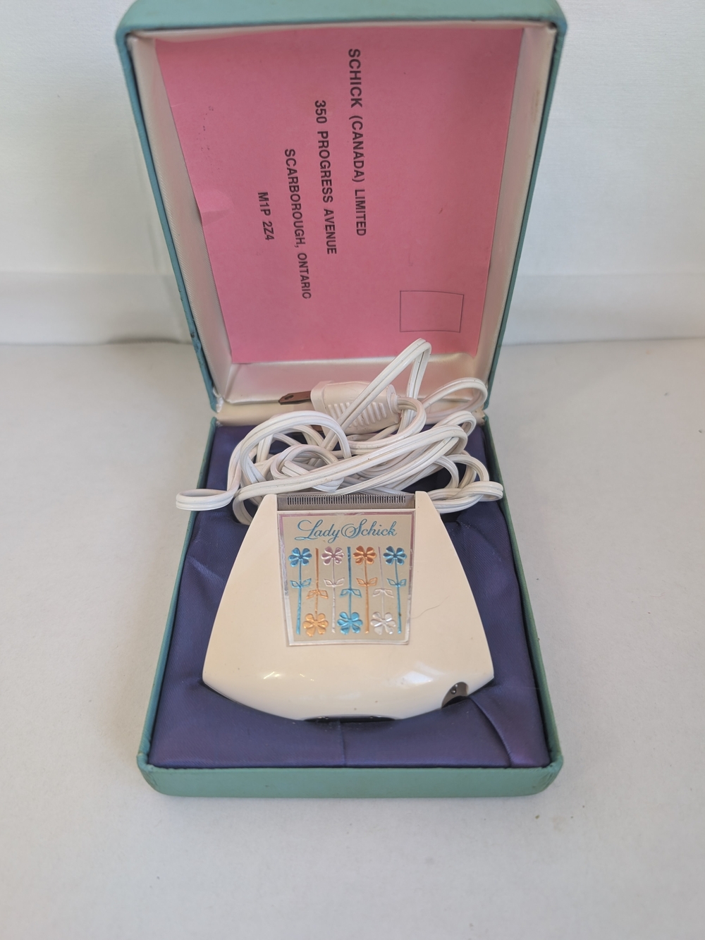 Vintage Lady Schick Electric Shaver MCM Floral Case 1970s Retro Vanity